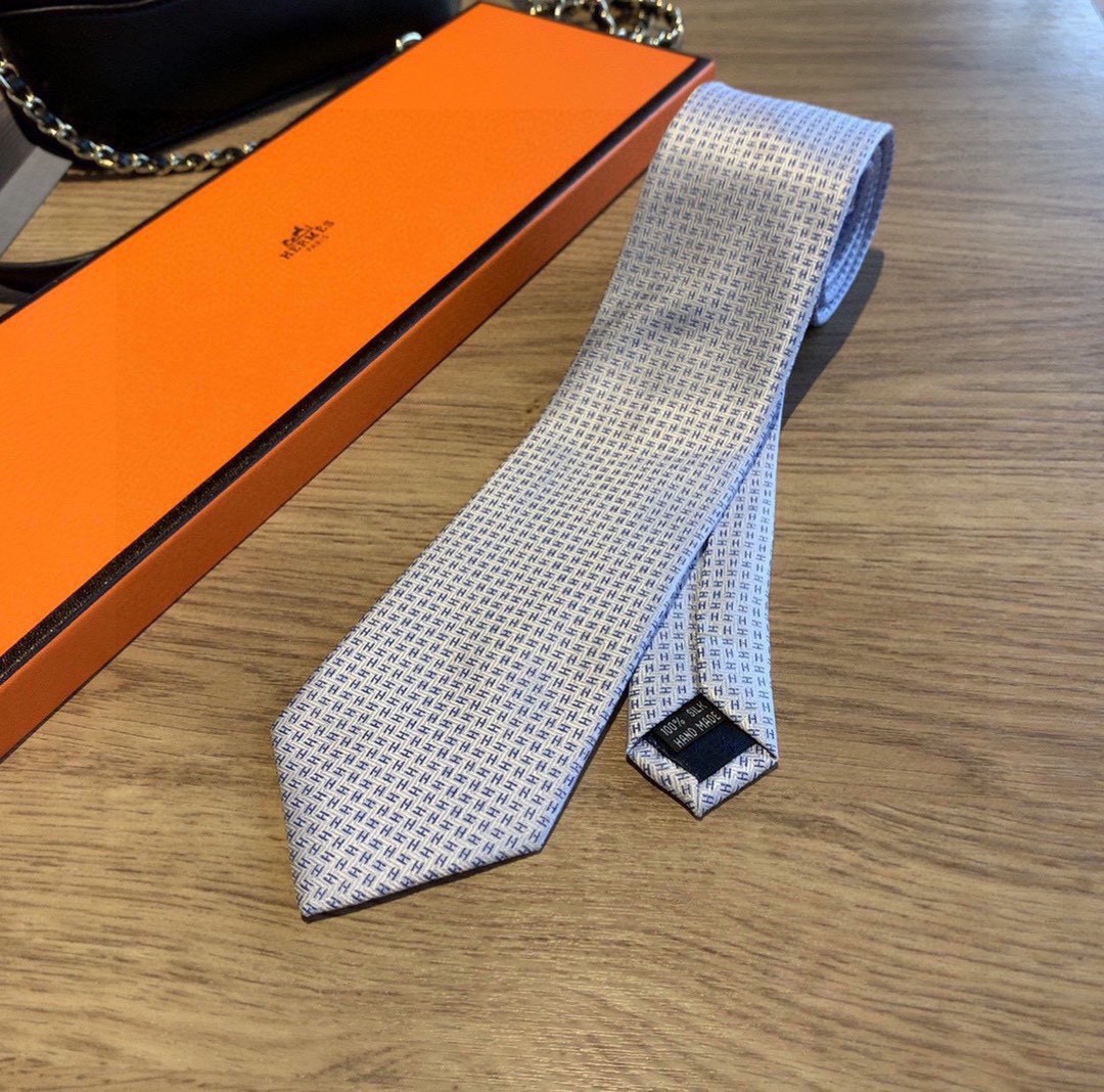 Hermes Tie 7 Faconnee New H Tie White Hermes Men Tie