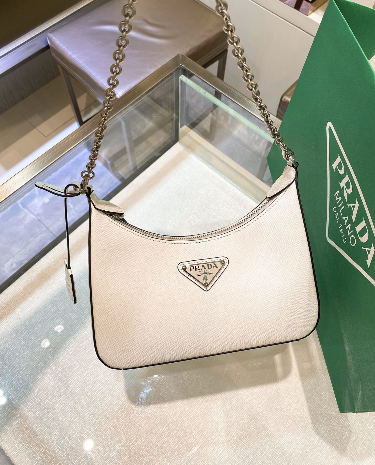 Prada Re-Edition 2005 Re-Nylon Mini Bag White For Women, Women’s Bags 8.6in/22cm