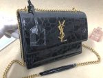 Saint Laurent Sunset Chain Wallet Black For Women 8.2in/21cm YSL