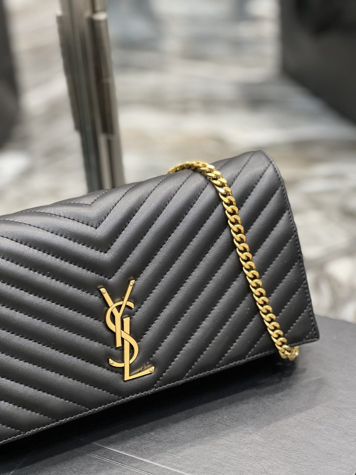 Saint Laurent Kata 99 Chain Bag Black With Gold Hardware For Women 10.2in/26cm YSL