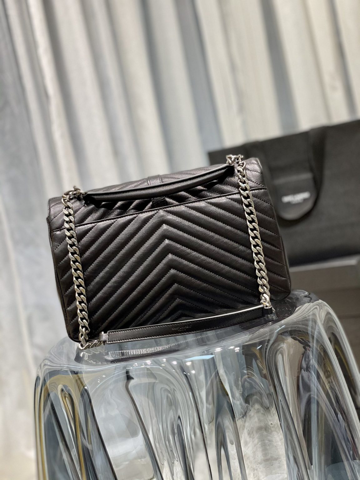 Saint Laurent College Large Chain Bag Black With Silver TonedHardware For Women 12.6in/32cm YSL 600278BRM041000