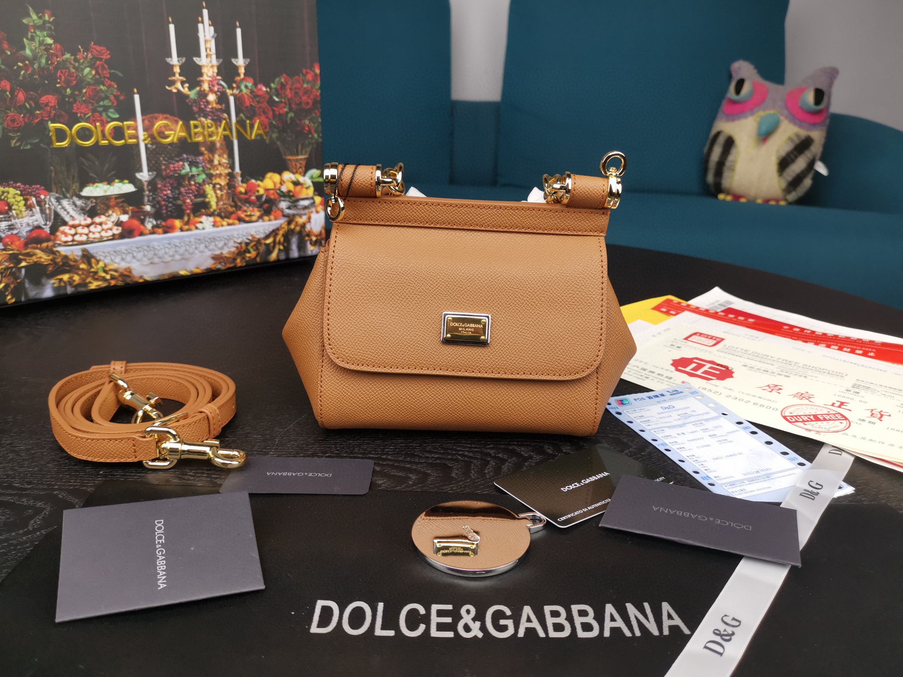 Dolce & Gabbana Small Sicily Bag In Dauphine Brown For Women 7.5in/19cm DG