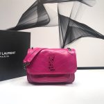 Saint Laurent Niki Baby Chain Bag In Crinkled Vintage Dark Pink For Women 8.2in/21cm YSL