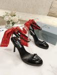 Prada Patent Sling-Back Pumps Black For Women 3.5/90mm PRD