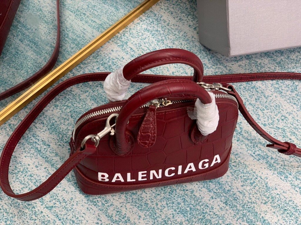 Balenciaga Ville Mini Handbag In Dark Red, For Women, Women’s Bags 7in/18cm