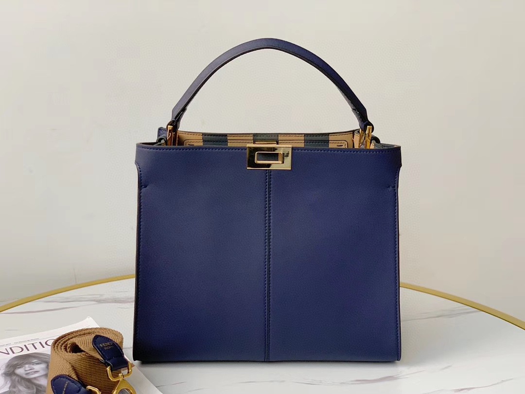 Fendi Peekaboo X-Lite Tote Medium Dark Blue Bag For Woman 30cm/12in