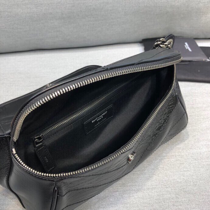 Saint Laurent Niki Medium Crinkled Shoulder Bag Black For Women 11in/28cm YSL