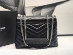 Saint Laurent Loulou Small Chain Bag In Matelassé “Y” Black For Women 9.8in/23cm YSL  494699DV7261000