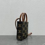 Celine Mini Folco In Triomphe Canvas With Triomphe Heart Embroidery Brown For Women 8in/20cm