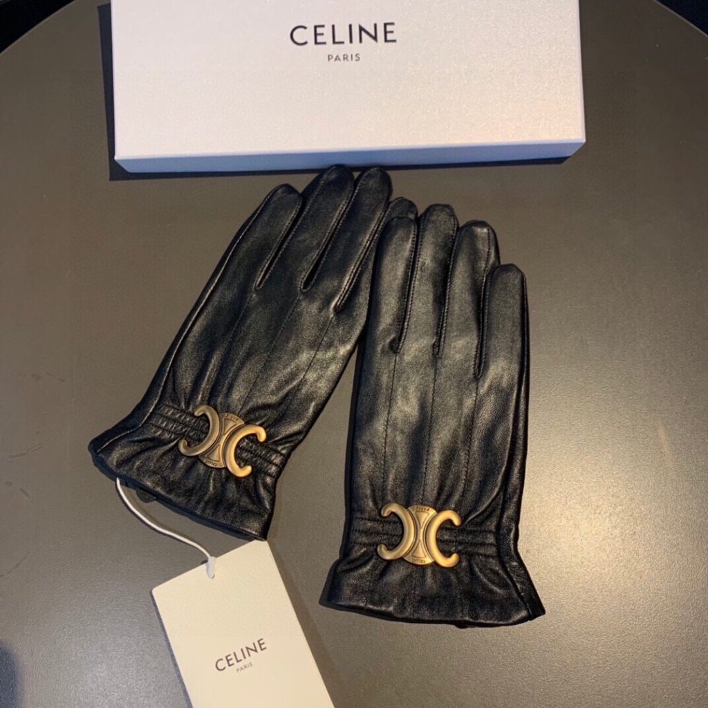 Celine Triomphe Gloves In Black