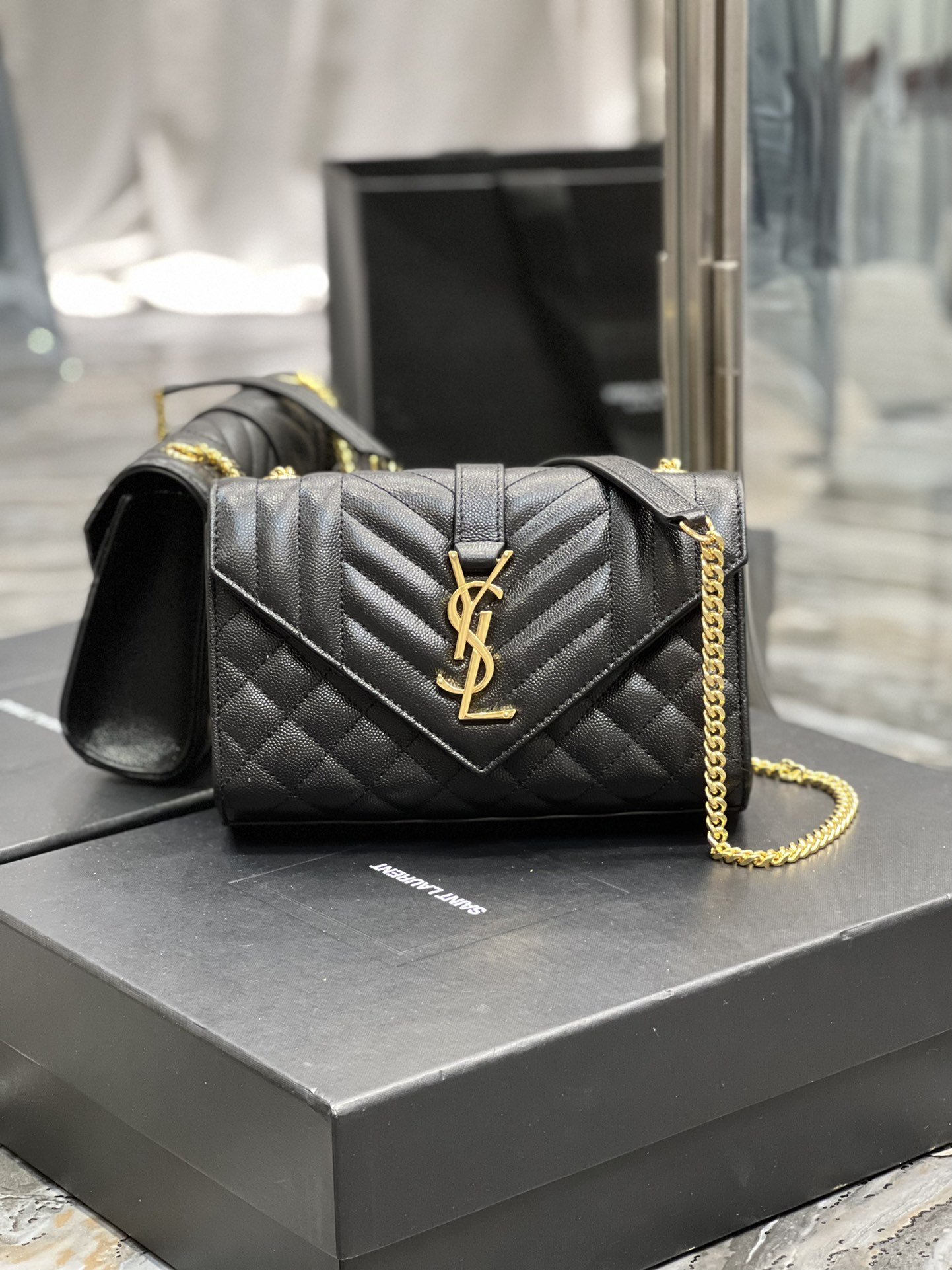 Saint Laurent Small Bag Black In Mix Matelasse For Women 8.2in/21cm YSL 600195BOW911000