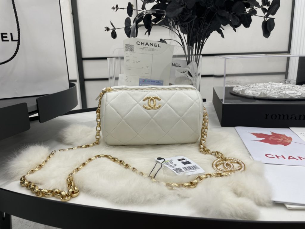 Chanel Bowling Mini White Bag For Women 11cm/4.3in