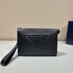 Prada Saffiano Pouch Black For Women, Women’s Bags 9.8in/25cm 2VF039_2FAD_F0002_V_OOO