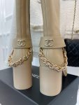 Chanel Women’s High Boots With Chain Beige For Women 3.7in/ 9.5cm