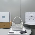 Prada Satin Mini-Bag With Crystals White For Women, Women’s Bags 8.6in/22cm 1BC515_2AWL_F0009_V_OOO