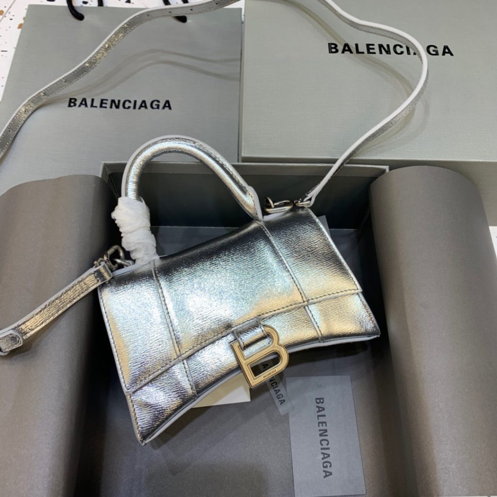 Balenciaga Hourglass XS Handbag In Sliver, For Women, Women’s Bags 7.4in/19cm