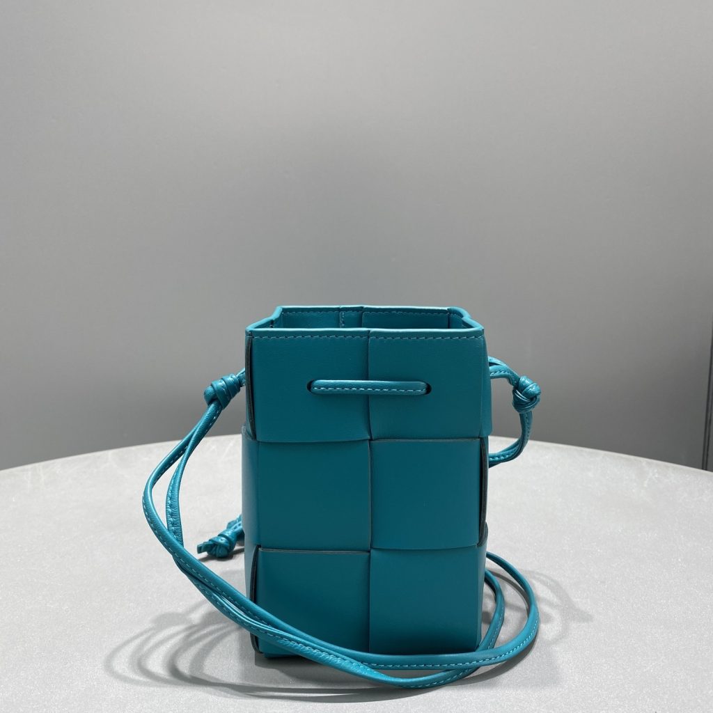 Bottega Veneta Mini Cassette Bucket Bag Blue, For Women, Women’s Bags 5.5in/14cm