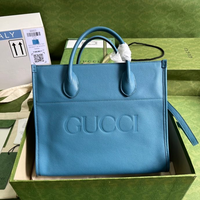 Gucci Small tote With Gucci Logo Blue For Women 12.4in/31.5cm GG 674822 0E8IG 4432