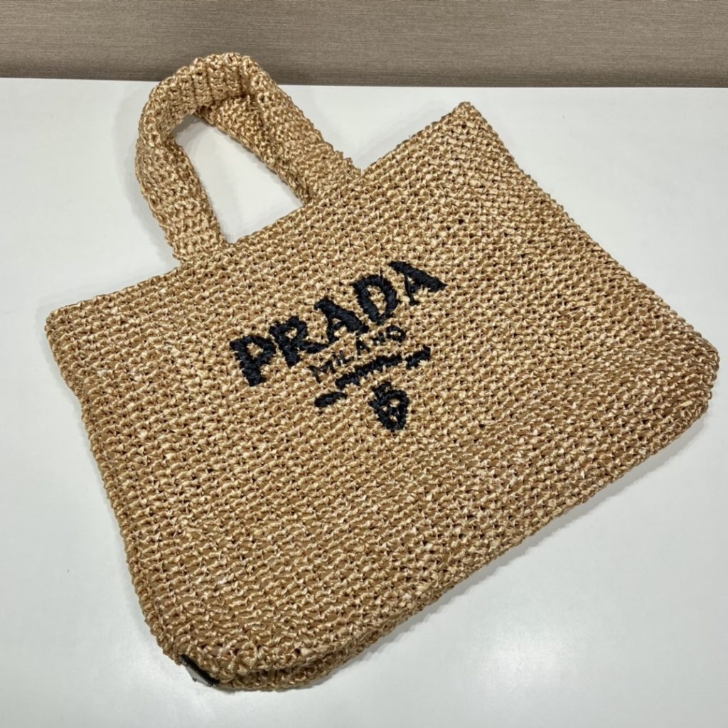 Prada Raffia Tote Bag Beige For Women, Women’s Bags 18.5in/47cm