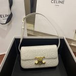 Celine Triomphe Shoulder Bag In Quilted Triomphe Lambskin White For Women 8in/20cm 194143EF4.01BC