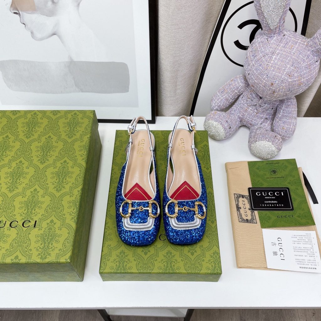 Gucci Lovelight Slingback With Horsebit Blue For Women GG