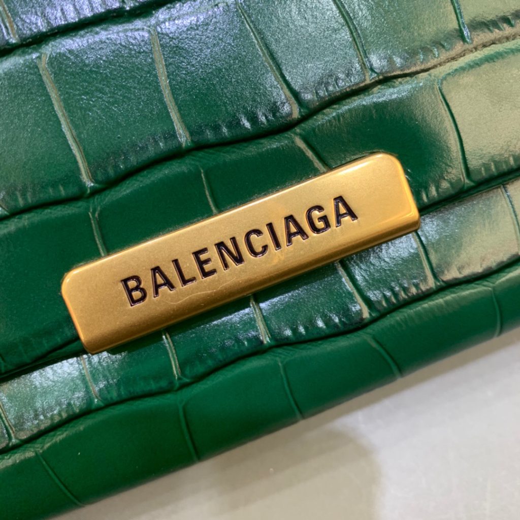 Balenciaga Triplet Small Bag Crocodile Embossed Green, For Women, Women’s Bags 8.3in/21cm