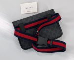 Gucci GG Black Belt Bag Black/Grey GG Supreme Canvas With Black For Men 9in/24cm GG ‎598113 K5RLN 1095