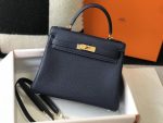 Hermes Kelly 32 Taurillon Clemence Blue Nuit Bag For Women, Women’s Handbags, Shoulder Bags 12.5in/32cm