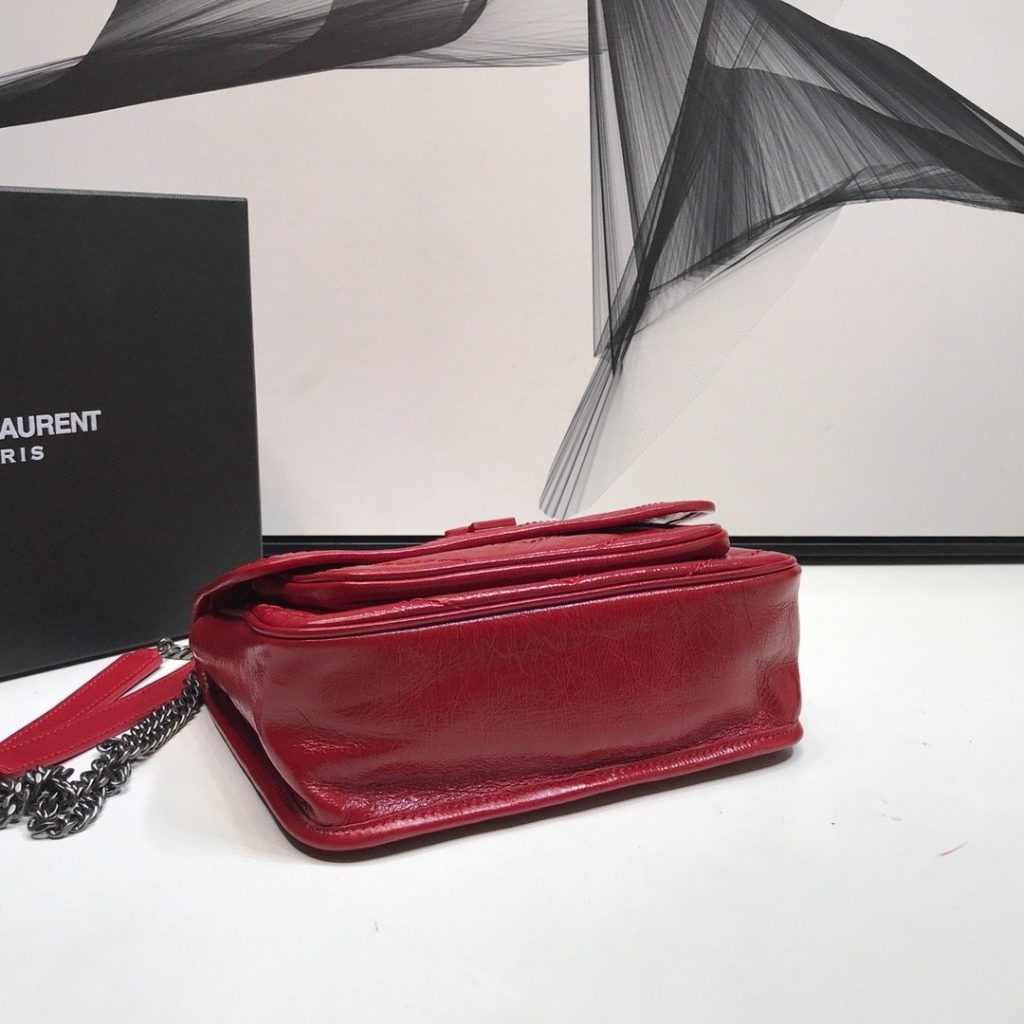 Saint Laurent Niki Baby Chain Bag In Crinkled Vintage Red For Women 8.2in/21cm YSL