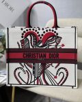 Christian Dior Medium Dior Book Tote Latte Multicolor Cupidon Embroidery, Red/White, For Women Women’s Handbags, 41cm CD M1296ZTQG_M941