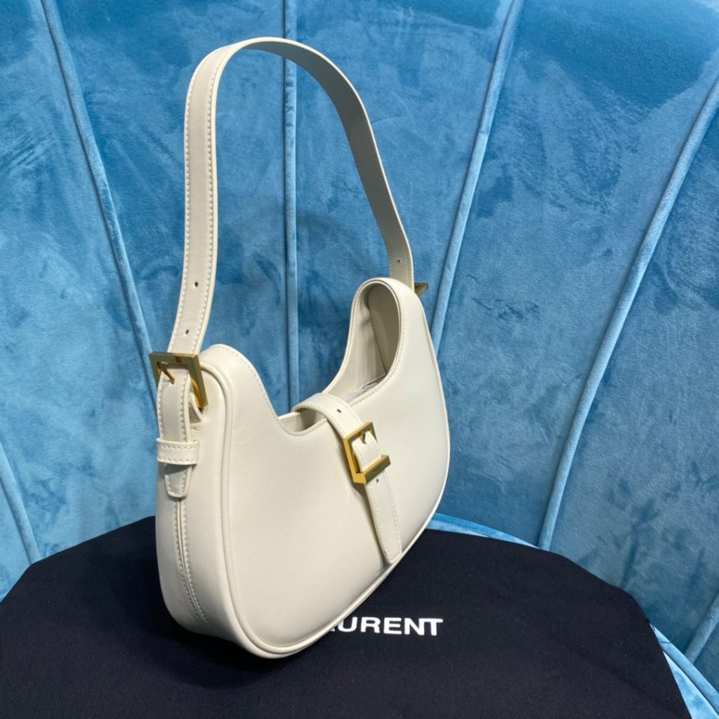 Saint Laurent Le Fermoir Hobo Bag White For Women 9.5in/24cm YSL 672615