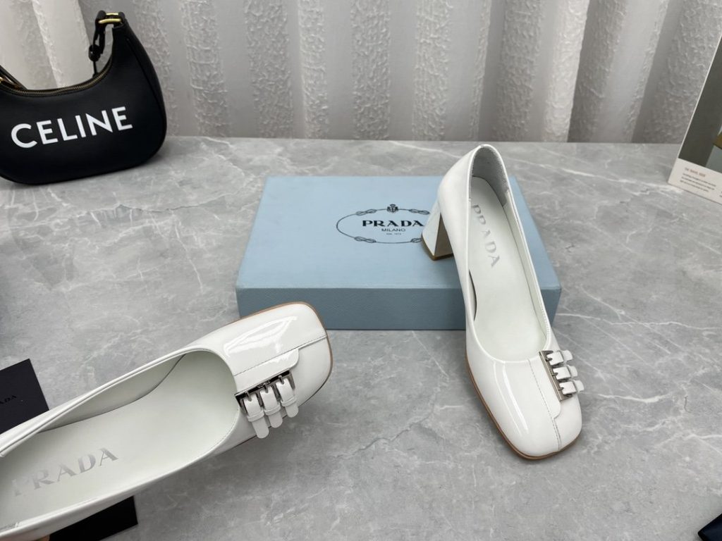 Prada Patent Pumps White For Women 3.5in/90mm PRD