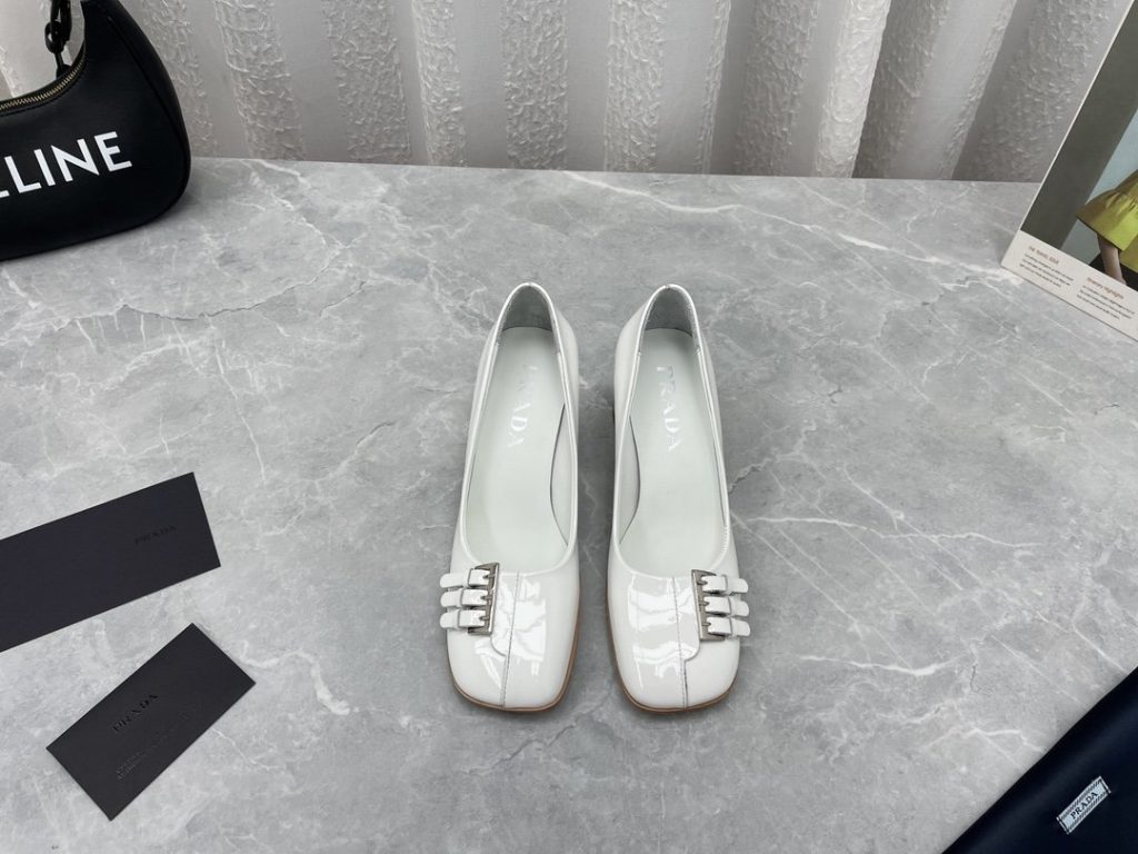 Prada Patent Pumps White For Women 3.5in/90mm PRD