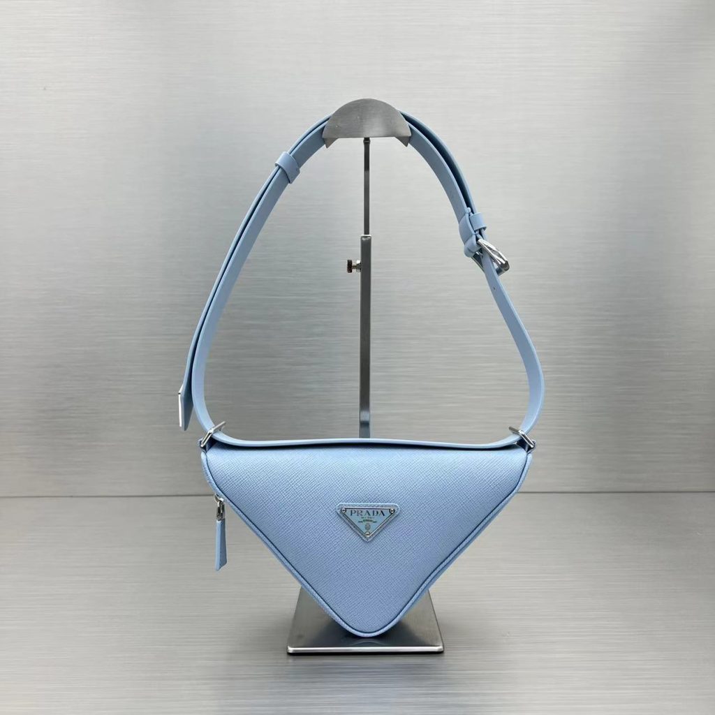 Prada Triangle Mini Bag Blue For Women, Women’s Bags 9.8in/25cm