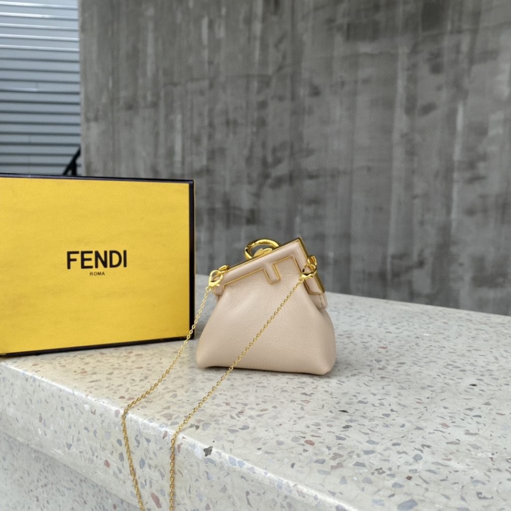 Fendi Nano First Charm Beige Bag For Woman 10cm/4in