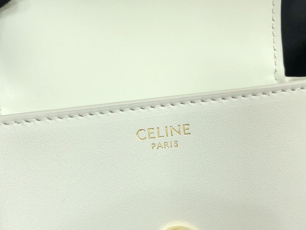 Celine Mini Besace Cuir Triomphe White For Women 4in/11cm 10J303DPQ.01BC