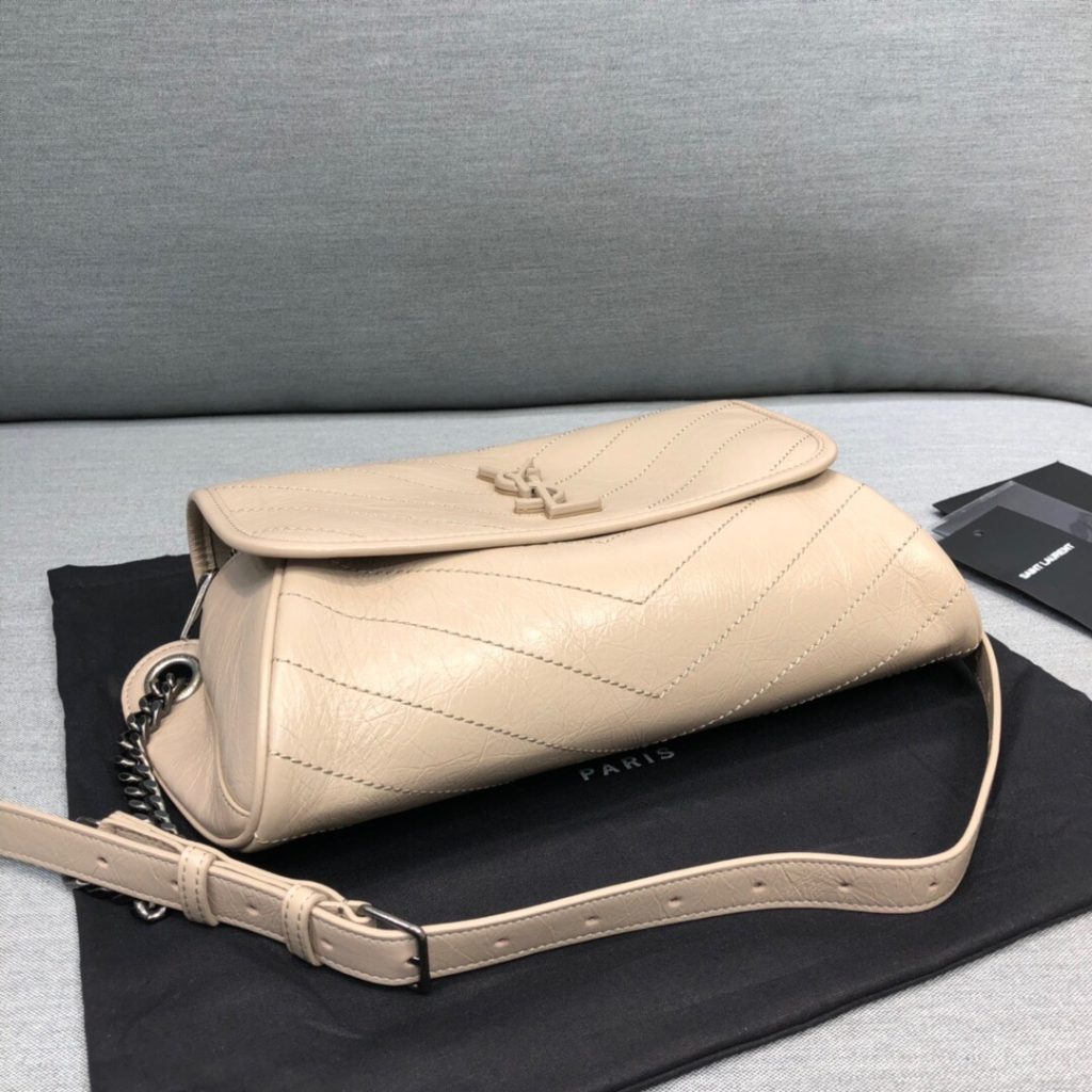 Saint Laurent Niki Medium Crinkled Shoulder Bag Beige For Women 11in/28cm YSL