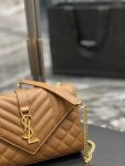 Saint Laurent Small Bag Dark Natural In Mix Matelasse For Women 8.2in/21cm YSL 600195BOW919207