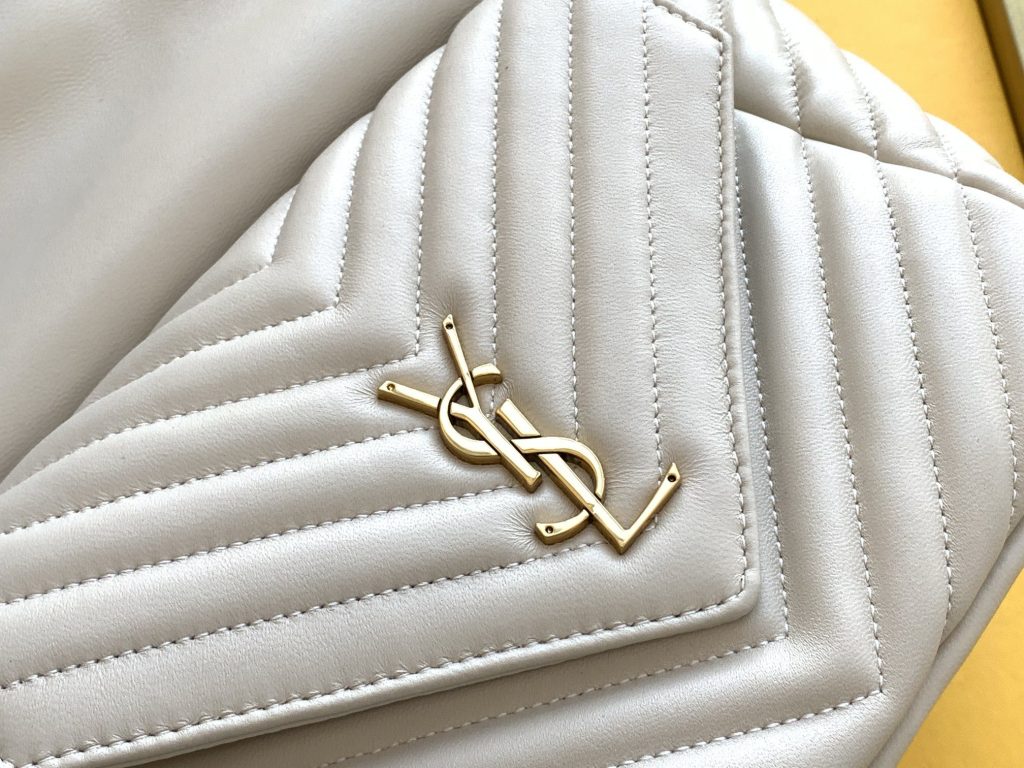 Saint Laurent Joe Backpack In Monogram With Bronze-Toned Hardware White For Women 11.5in/22cm YSL 6726091EL079207