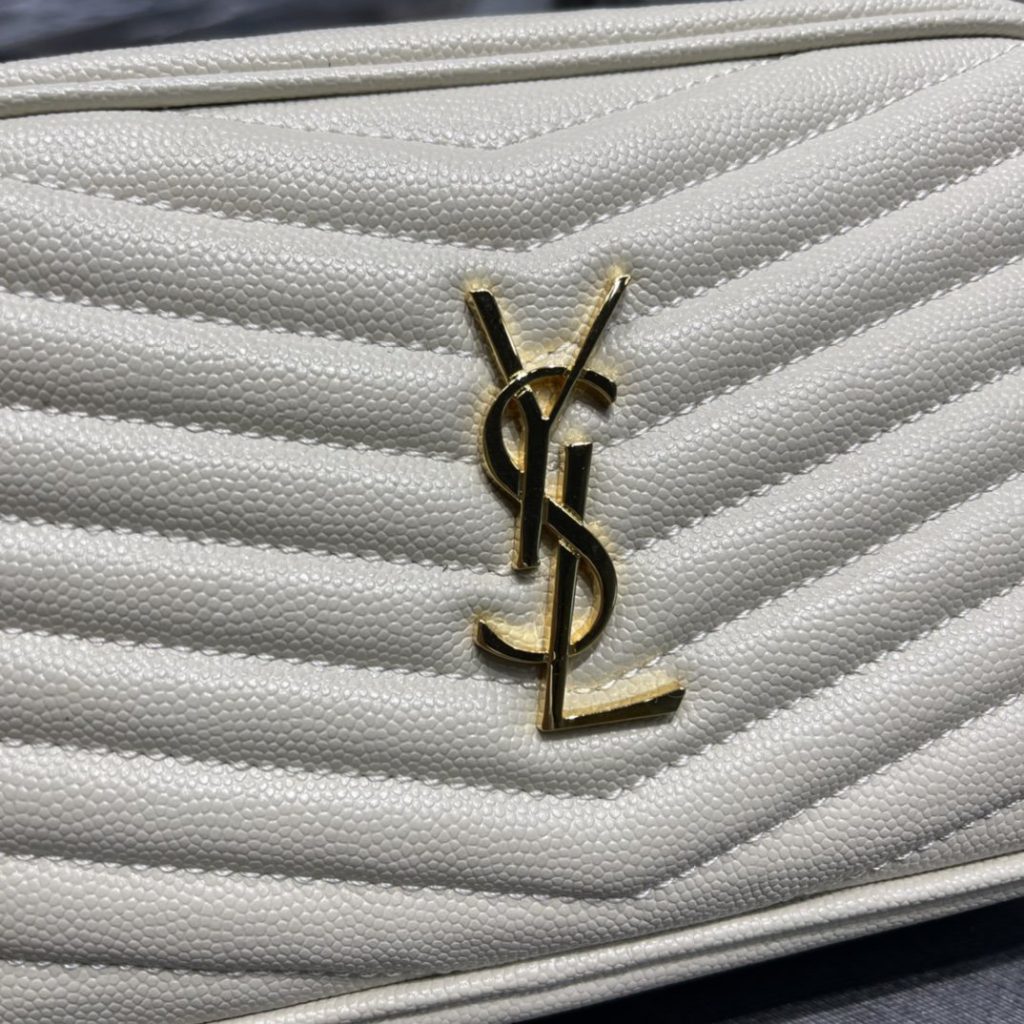 Saint Laurent Lou Mini Bag White In Quilted Grain De Poudre With Gold Hardware For Women 7.4in/19cm YSl 6125791GF019207