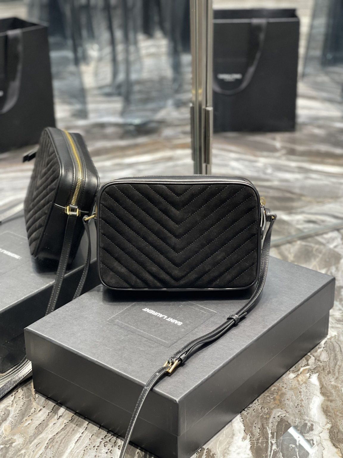 Saint Laurent Lou Camera Bag Black With Gold Hardware For Women 9in/23cm YSL 612544C4BW71000