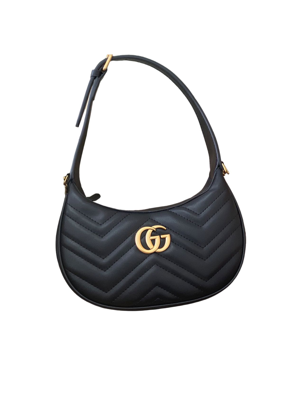 Gucci Marmont Half Moon Shaped Mini Bag Black For Women, Women’s Bags 8.5in/22cm GG 699514 DTDHT 1000