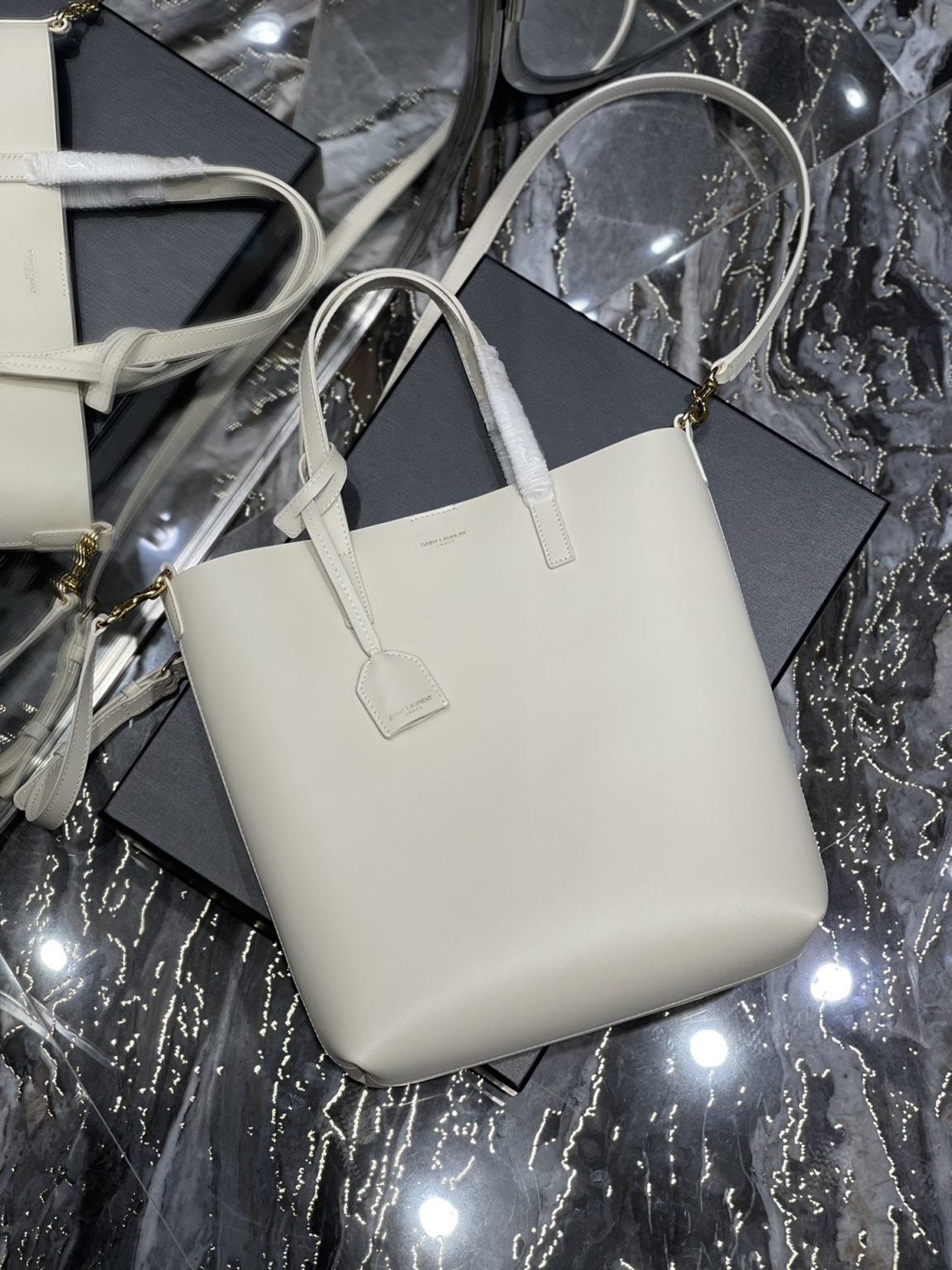 Saint Laurent Shopping Bag White Toy In Supple For Women 11in/28cm YSL 600307CSV0J9207