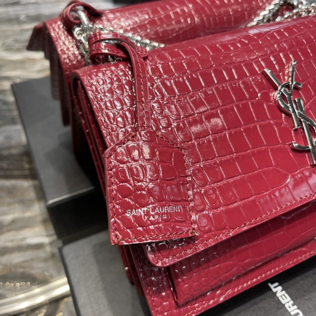 Saint Laurent Sunset Medium Chain Bag Red For Women 8.6in/22cm YSL