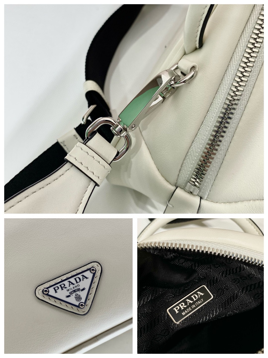 Prada Triangle Bag White For Women, Women’s Bags 9.8in/25cm 1BB082_2BYA_F0009_V_NEO