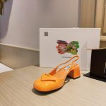 Prada Patent Sling-Back Pumps Orange For Women 1.8in/45mm PRD