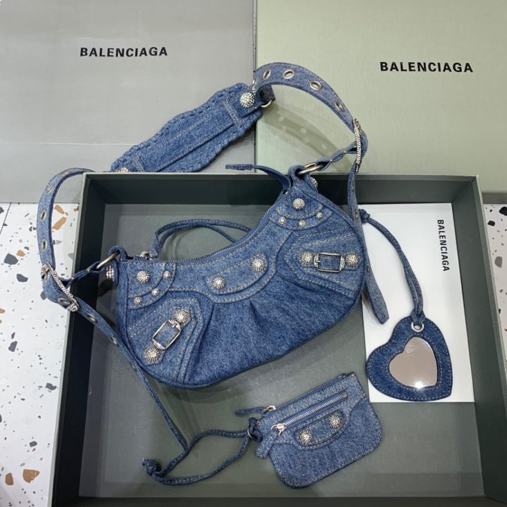 Balenciaga Le Cagole XS Shoulder Bag In Blue Washed, For Women, Women’s Bags 10.2in/26cm