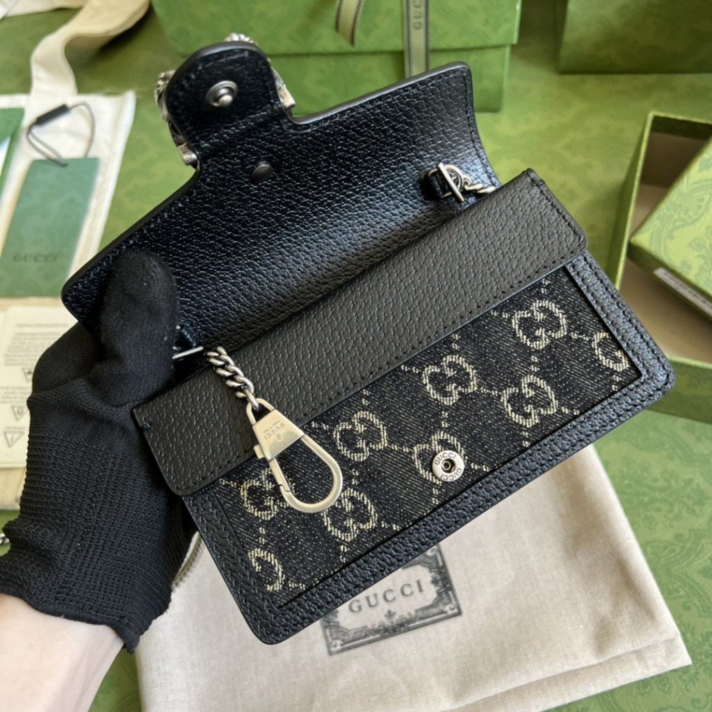 Dionysus GG Super Mini Bag Black And Ivory GG Denim Jacquard For Women 6.5in/17cm 476432 UN3BN 1274