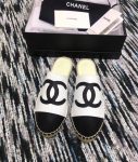 Chanel Mule Espadrille Slides White/Black For Women, Women’s Shoes