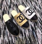 Chanel Mule Espadrille Slides White/Black For Women, Women’s Shoes